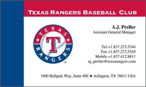 Japanese Business Card Translation Sample - Texas Rangers 500 - English