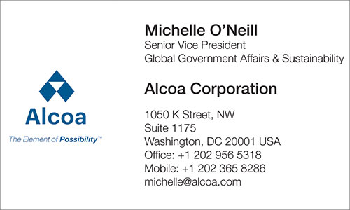 Arabic Business Card Translation Sample - Alcoa 500 - English