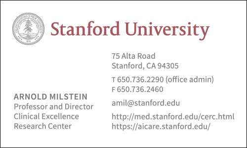 Chinese Business Card Translation Sample 500 - Stanford University English