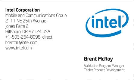 Intel English Business Card Translation Sample