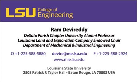 LSU English Business Card Translation Sample Business Card