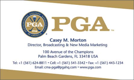 PGA English Business Card Translation Sample Business Card