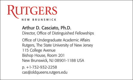 Rutgers English Business Card Translation Sample Business Card